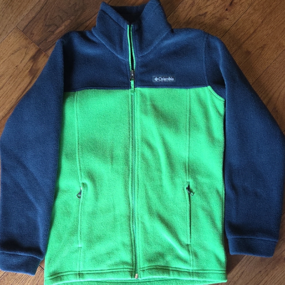 Columbia Kids' Navy and Lime Fleece Hoodie